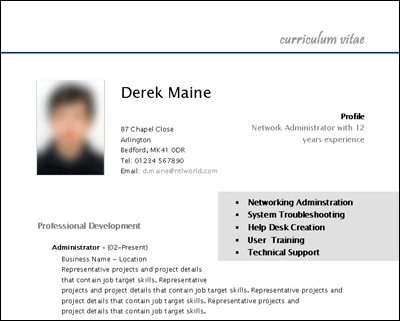 curriculum vitae examples. curriculum vitae samples.